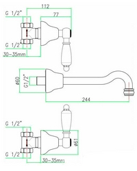 Смеситель Fiore Coloniale 02ZZ0636 С ВНУТРЕННЕЙ ЧАСТЬЮ, для раковины| 6x12x25