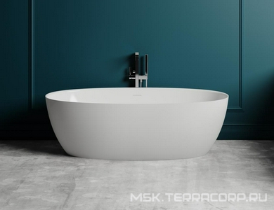 Ванна 1600х800хh580мм, отдельностоящая, литой камень S-Sense, глянец, донный клапан Up&Down цв.белый в компл.,  ZZ Salini Alda 101913G