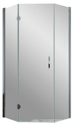 Душевое ограждение 90x90x190 см, левое,  пятиугольное с распашной дверью, профиль глянцевый хром, стекло прозрачное, БЕЗ поддона, БЕЗ покрытия, ZZ