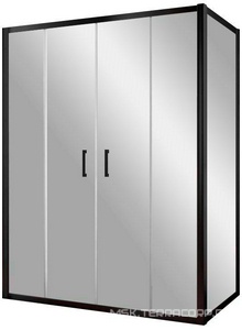 Душевое ограждение , 150x90x1900 мм, профиль черный матовый, стекло сатин, БЕЗ поддона ZZ Vegas Glass Z2P+ZPV Z2P+ZPV 150*90 02М 10