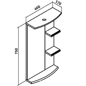 Зеркало с полочками с подсветкой Runo  40*75 см, цв.белый, крепеж в комплекте ZZ Runo Азов к.т.124467