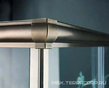 Душевой уголок 900х900хh1950мм, квадратн., две раздвижные двери (ст.прозр. с матов.рис. 6мм, фурнитура цв.бронза), Giubleo ZZ Cezares Giubileo GIUBILEO-A-2-90-SCORREVOLE-CP-Br