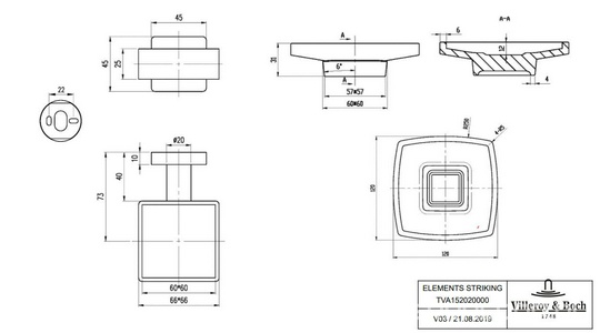 Мыльница настенная, (цв.черный матовый/матовое стекло),  ZZ Villeroy & Boch Elements – Striking TVA152020000K5