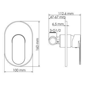 Смеситель для душа, встраиваемый в стену, встраиваемая часть в компл., (цв.белый),  ZZ Wasserkraft Mindel 8551
