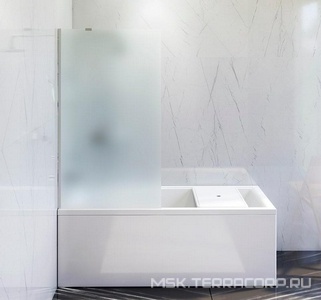 Шторка неподвижная на борт ванной  80*140 см, стекло матовое, пофиль хром, ZZ AMPM Gem W90BS-080-140CM