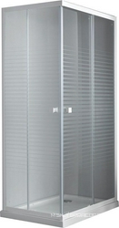 Душевой уголок Gala 80*80*185 см, квадратн., белый проф., экранир.стекло (белая полоска), БЕЗ поддона, сифона, установочный набор в компл. ХХ