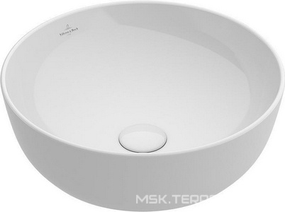 Раковина круглая d430хh126мм, для устан. на столешницу, без отв. д/смес., перелива и незапираемого сливного клапана,(цв.R1 белый ceramicplus) ZZ Villeroy & Boch Artis 417943R1
