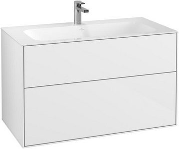 Тумба 996хh591х498мм, без раковины, 2 выдвижн.отд., 1 пакет с аксесс., (фасад и корпуc цв.GF Glossy White Lacquer,),  ZZ Villeroy & Boch Finion F02000GF
