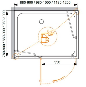 Душевой уголок1200x1000x1950 мм, профиль-хром, стекло- прозрачное,  ZZ Cezares Verona VERONA-W-AH-1-120/100-C-Cr