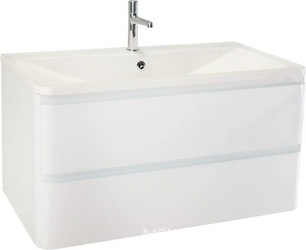 База под раковину подвесная с 2 выдвиж ящиками, 900х455x570мм, (без раковины), (цв.Bianco Lucido), Albano ZZ