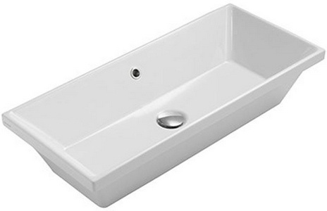 Раковина встраиваемая в столешницу сверху, прямоугольная 750х340хh30(170)мм, без отв.д/смесит., с переливом,  ZZ Globo Stockholm FO075.BI