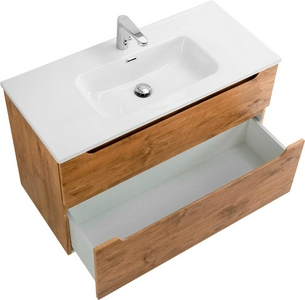 База под раковину подвесная с 2 выкатными ящиками, 1010х460х515мм, (без раковины), (цв.Rovere Nature),  ZZ BelBagno Etna ETNA-1000-2C-SO-RN-P