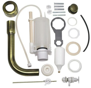 Механизм двойного смыва для "Среднего" бачка, (труба и кнопка смыва цв. золото в компл.),  ZZ TW Collection Bristol TWBR23oro