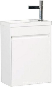 База под раковину подвесная с 1 дверкой, петли справа, 394х216xh520мм, без раковины, (цв.Bianco Lucido),  ZZ BelBagno Pietra Mini PIETRA MINI-400-1A-SO-BL-R