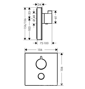 Термостат встраиваемый в стену, на 2 потреб., внешняя часть без скрытой арт.01800180, (стеклянный цв. белый/хром), HG  Glass HighFlow ZZ Hansgrohe ShowerSelect 15735400
