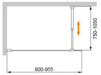 Штора на ванну 900xh1550мм, стационарная, (стекло прозр. 8мм, фурн/цв.черный матовый),  ZZ Cezares Liberta LIBERTA-V-1-90/155-C-NERO