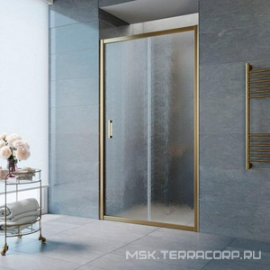 Дверь в нишу , 145*190 см, двухстворчатая раздвижная, профиль бронза, стекло шиншилла, покрытие BriteGuard ,ZZ Vegas Glass ZP ZP 145 05 02  покрытие BriteGuard