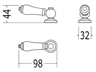 Ручка слива для "Среднего" и "Компакт" бачка, (цв.хром), D&D ZZ Devon & Devon Универсал IBLEVADX/CR