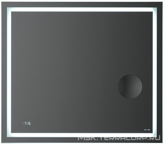 Зеркало , 80 см, с контурной Led-подсветкой, часами и косметическим зеркалом AMPM Gem M91AMOX0803WG
