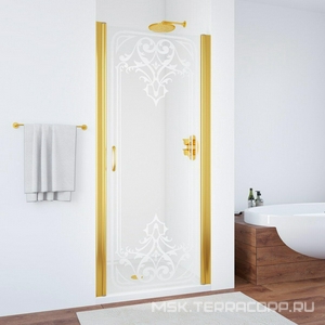 Дверь в душевой проем ЕР 90 09 ARTDECO D2  профиль золото стекло узорчатое ARTDECOD2, БЕЗ покрытия ZZ Vegas Glass EP ЕР 90 09 ARTDECOR D2