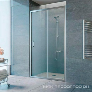 Дверь в нишу , 115x190 см, двухсекционная раздвижная, профиль матовый хром, стекло прозрачное, ПОКТЫТИЕ BriteGuard ZZ Vegas Glass ZP ZP 115 07 01 / BriteGuard