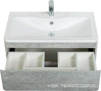 База под раковину подвесная с двумя выкатными ящиками, 800х455хh570мм, без раковины, (цв.Cemento Verona Grigio),  ZZ BelBagno Albano ALBANO-800-2C-SO-CVG