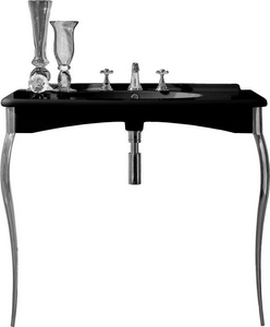 Раковина 100х55см, с 1 отв.д/смесит., (раковина цв. , алюминивые ножки цв.хром в компл), (без крепл.)  ZZ Kerasan Retro 1049K4