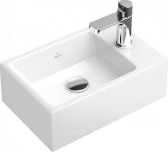 Раковина 400х260хh140мм, подвесная, 1 отв. д/смес справа, крепеж в комплекте, (цв. 01 White),  ZZ Villeroy & Boch Memento 53334101