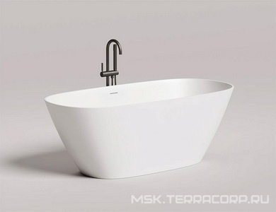 Ванна 1700х800хh605мм, отдельностоящая, литой камень S-Sense, глянец, нажимной слив камень в цвет ванны, Sofia ZZ Salini SOFIA 102516G