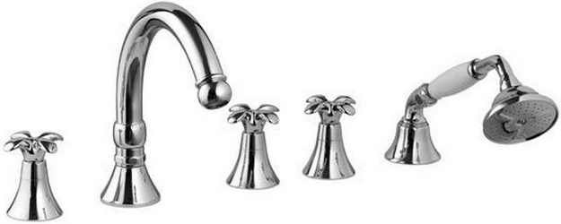 Смеситель для ванны, встраиваемый в борт ванны с душ. гарн. на 5 отв. Palma  ZZ