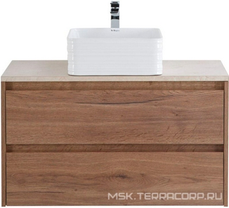 База под раковину подвесная с двумя выкатными ящиками, 810х460х515мм, без раковины, (цв.Rovere Tabacco),  ZZ BelBagno Kraft KRAFT-800-2C-SO-RT