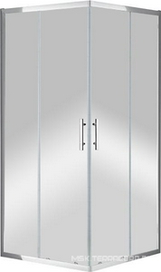 Душевой уголок 1000х1000хh1900мм, квадрат, 2 сдвиж. дверцы с 2 неподв. сегментами, (стекло прозрачное 6мм, фурн.цв.хром),  ZZ Cezares Eco ECO-O-A-2-100-C-Cr