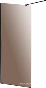 Душевая перегородка 1000хh1950мм, правая/левая, (стекло цв.бронза 8мм, поперечный кронштейн 700-1050мм, фурнит. цв.черный),  ZZ Cezares Liberta LIBERTA-L-1-100-BR-NERO