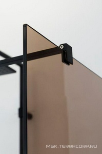 Душевая перегородка 1000хh1950мм, правая/левая, (стекло цв.бронза 8мм, поперечный кронштейн 700-1050мм, фурнит. цв.черный),  ZZ Cezares Liberta LIBERTA-L-1-100-BR-NERO