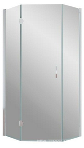 Душевое ограждение 90x90x190 см, левое,  пятиугольное с распашной дверью, профиль белый, стекло сатин, ZZ Vegas Glass AFA-Pen AFA-Pen NOVO 90 01 10 / левое