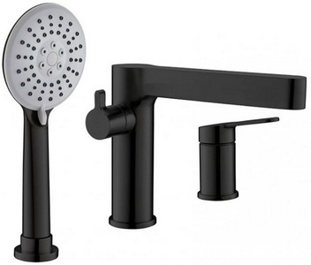 Смеситель для ванны, встраиваемый в борт на 3 отв., лейка, шланг в компл., (цв.черный матовый), Delta ZZ BelBagno delta DEL-BVD3-NERO