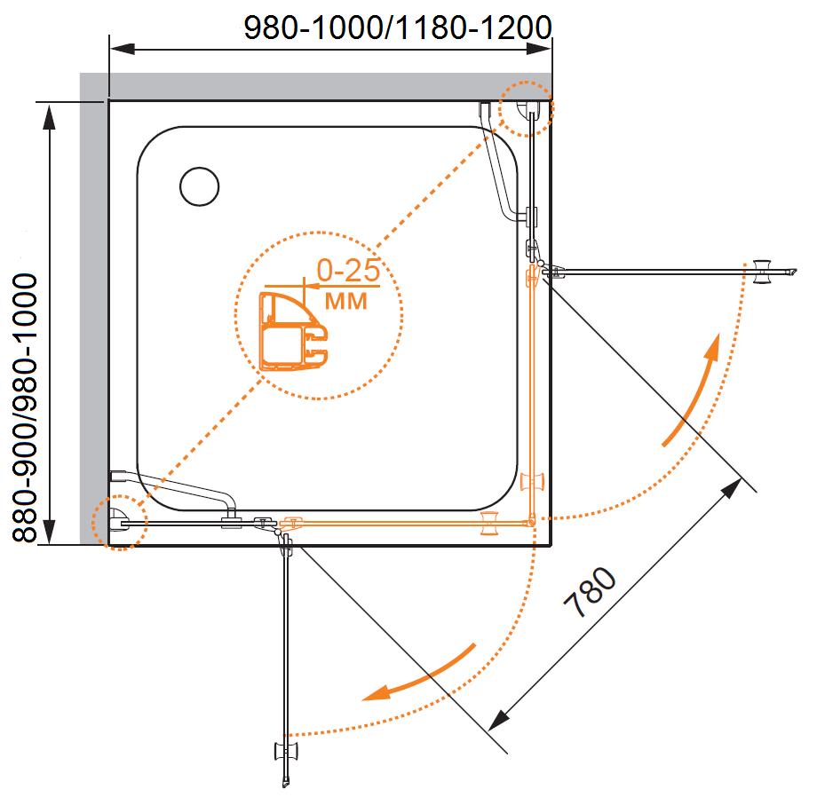 VERONA-W-AH-2-120/100-P-Cr-R Душевой уголок | ZZ