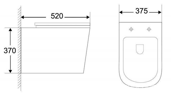 Унитаз подвесной, безободковый 500x355x420мм, без сиденья, крепёж в компл., Genova ZZ BelBagno genova BB1102CH