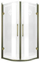 Душевой уголок 900х900хh2020мм, 1/4 круга, R550мм, две распашные двери, (стекло прозрачное с матовым узором, 8мм, фурнит. цв.бронза), Retro XX