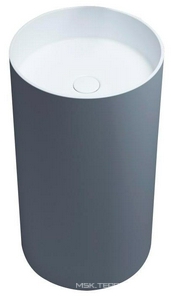 Раковина 450х450хh850/950мм, напольн, кругл, c отв.д/смес и перел., литой камень S-Sense,глянц.цв.белый, доный клап.Up&Down в компл., Top 01 ZZ Salini Armonia 130114G