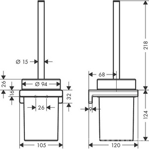 Ерш настенный, (цв.шлифованная бронза/стекло матовое),  ZZ Hansgrohe AddStoris 41752140