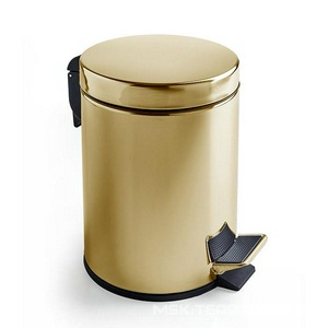 Ведро круглое 22,5x30,5xh33,5см, 5л., с педалью и крышкой, (цв.Oro 24Kt Lucido),  ZZ 3SC Metal Tonda MET65AGD