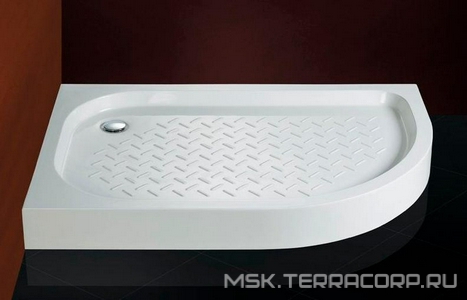 Поддон душевой 1200х900h130мм, ассиметричный 1/4 круга, R550мм, "Левый", отв. слива 90мм слева, (сиф+ножки в компл.),литой мрам.цв.белый,Cezaris ZZ Cezares Универсал TRAY-S-RH-120/90-13-W-L / TRAY-S-RH-120/90-550-13-W-L