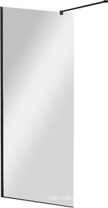 Душевая перегородка 1000хh1950мм, правая/левая, (стекло прозрачное 8мм, поперечный кронштейн 700-1050мм, фурнит. цв.черный матовый),  ZZ Cezares Liberta LIBERTA-L-1-100-C-NERO