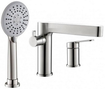 Смеситель для ванны, встраиваемый в борт на 3 отв., лейка, шланг в компл., (нерж.сталь цв.сатин), Delta ZZ BelBagno delta DEL-BVD3-IN