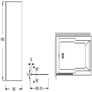 Шторка распашная на ванну для ванны STRUKTURA 80x140 см, профиль хром, ст.прозрачное, регул. шир. 80-81.5 см, ZZ Jacob Delafon Struktura E6D042-GA