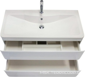 База под раковину подвесная с двумя выкатными ящиками, 1000х455хh570мм, без раковины, (цв Bianco Lucido),  ZZ BelBagno Albano ALBANO-1000-2C-SO-BL