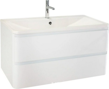 База под раковину подвесная с двумя выкатными ящиками, 1000х455хh570мм, без раковины, (цв Bianco Lucido),  ZZ BelBagno Albano ALBANO-1000-2C-SO-BL