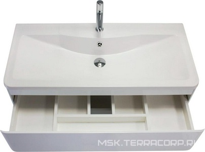 База под раковину подвесная с двумя выкатными ящиками, 1000х455хh570мм, без раковины, (цв Bianco Lucido),  ZZ BelBagno Albano ALBANO-1000-2C-SO-BL