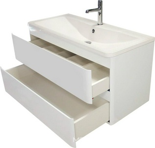 База под раковину подвесная с двумя выкатными ящиками, 1000х455хh570мм, без раковины, (цв Bianco Lucido),  ZZ BelBagno Albano ALBANO-1000-2C-SO-BL